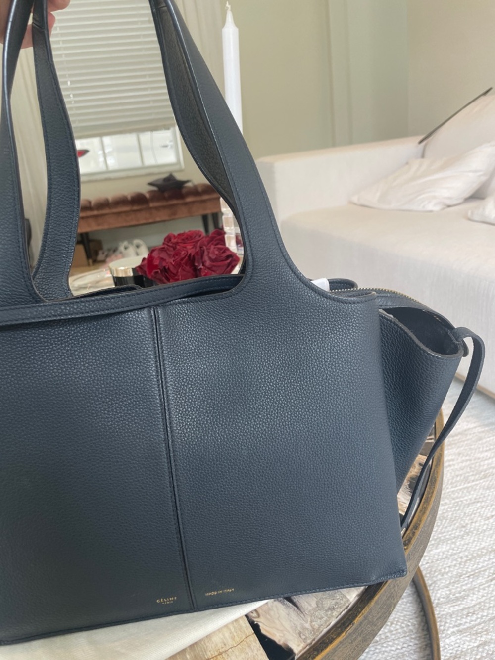 Celine Trifold Textured Leather Bag with Gold Logo - Picture 2 of 9